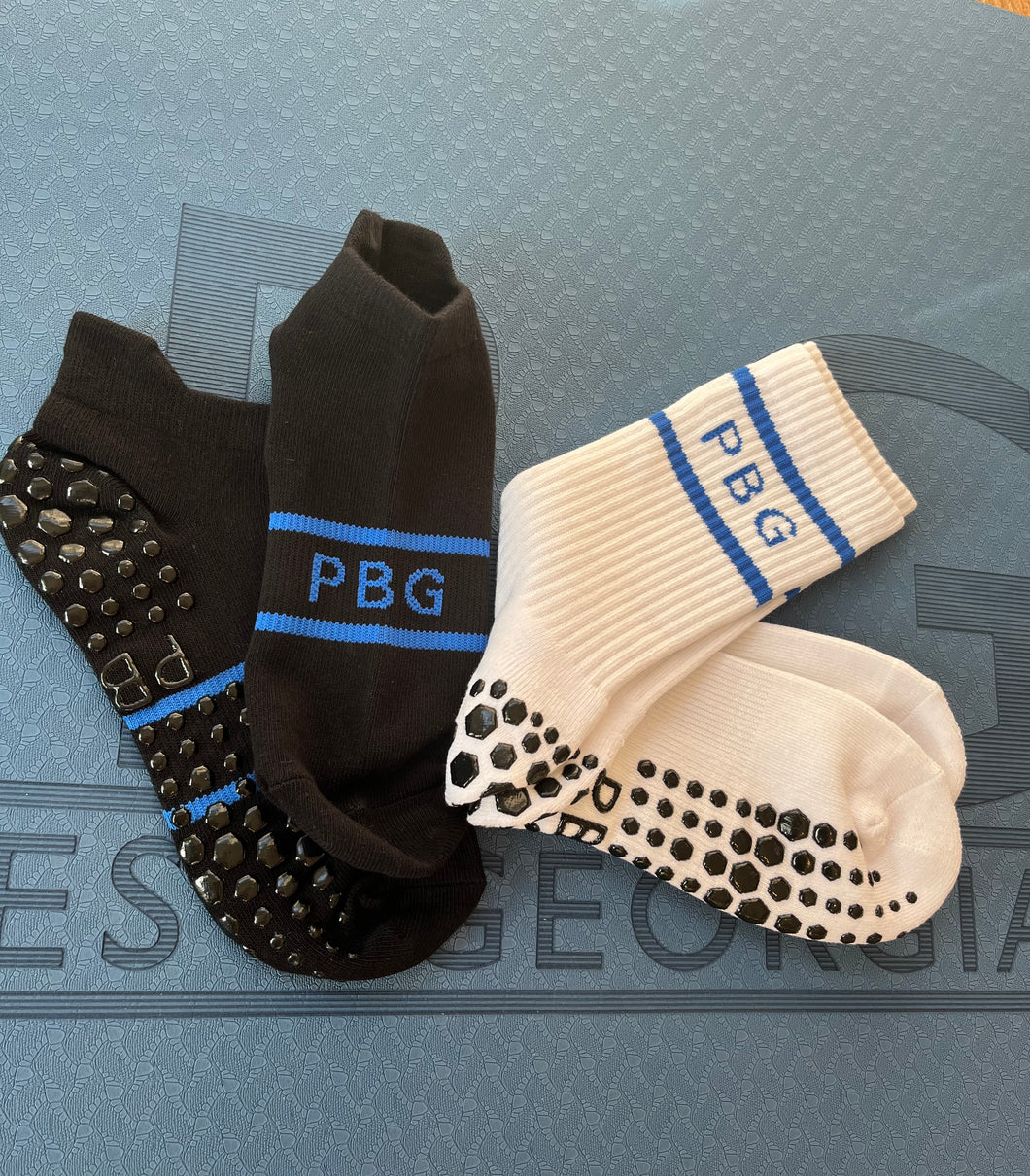 Super Soft PBG Grip Socks - Mixed Pack (One white pair athletic, one black pair trainer)